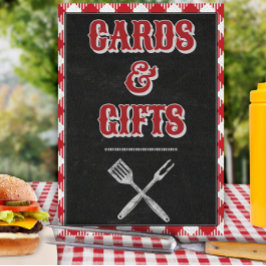 Póster 8x10 BBQ Tarjetas de cumpleaños y Rótulo de mesa d