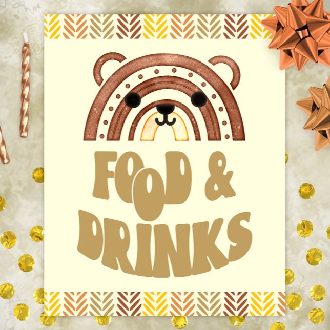 Póster 8x10 Comida y bebidas Boho Woodland Bear Cumpleaño (Subido por el creador)