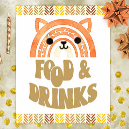 Póster 8x10 Comida y bebidas Boho Woodland Fox Cumpleaños