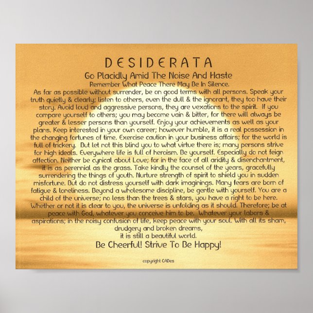 Póster 8x10 Desiderata Poem y otros tamaños también! (Frente)