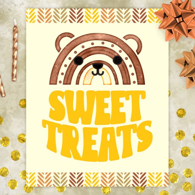 Póster 8x10 Dulces Boho Woodland Oso postres de cumpleaño (Subido por el creador)