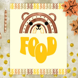 Póster 8x10 Estación de alimentos Boho Woodland Bear Cump