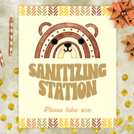 Póster 8x10 Estación de Sanitizer Boho Woodland Bear Cump