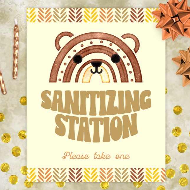 Póster 8x10 Estación de Sanitizer Boho Woodland Bear Cump (Subido por el creador)