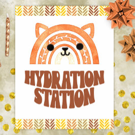Póster 8x10 Hydration Station Boho Woodland Fox Birthday