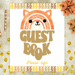 Póster 8x10 Libro de invitados Boho Woodland Fox Cumpleañ