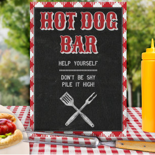Póster 8x10 patio trasero BBQ Cumpleaños Hot Dog Bar Tabl