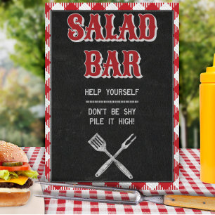 Póster 8x10 Rótulo de mesa de la barra de ensaladas del p