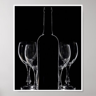 Póster 8X10 Wine Bottle and Glasses Wall Art