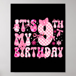 Póster 9º Cumpleaños Temático Coquette Cumpleaños Nueve A