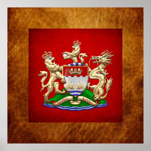 Póster [900] Escudo de armas histórico de Hong Kong 1959-