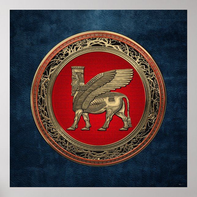 Póster [900] Toro alado asirio - Lamassu dorado (Frente)