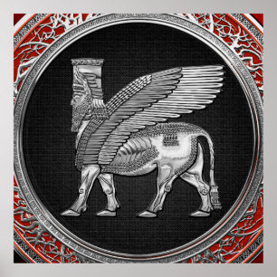 Póster [900] Toro alado asirio - Plata Lamassu