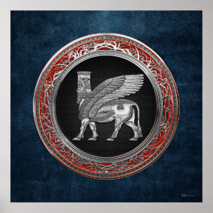 Póster [900] Toro alado asirio - Plata Lamassu