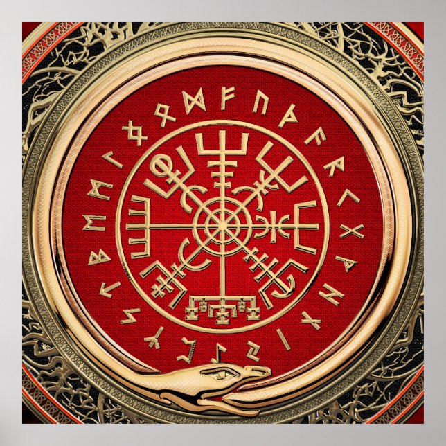 Póster [900] Vegvisir - Viking Gold Magic Runic Compass (Frente)