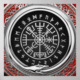 Póster [900] Vegvisir - Viking Silver Magic Runic Compass