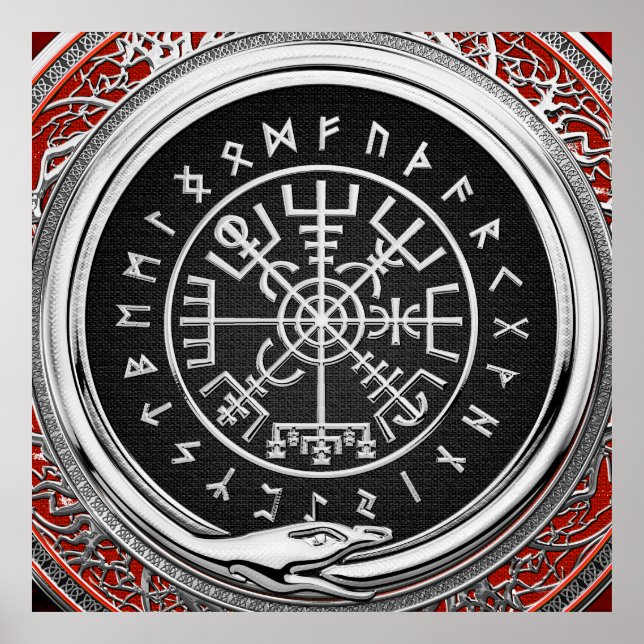 Póster [900] Vegvisir - Viking Silver Magic Runic Compass (Frente)