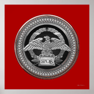 Póster [901] Águila imperial romana plateada sobre Medall