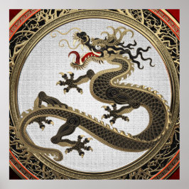 Póster [901] Dragón oriental sagrado de oro y negro