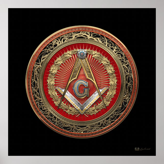 Póster [901] Master Mason - Gold Square & Compass (Frente)