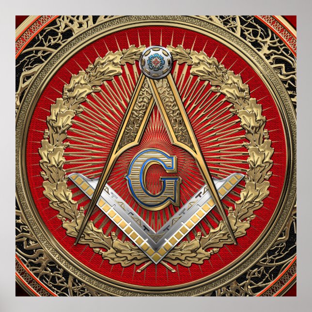 Póster [901] Master Mason - Gold Square & Compass (Frente)