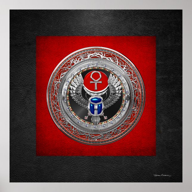 Póster [901] Scarab y Ankh de aleta sagrada egipcia de pl (Frente)