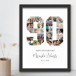 Póster 90.º cumpleaños número 90 Collage de fotos Persona<br><div class="desc">Celebra el cumpleaños 90 con este poster de collage de fotos número 90 personalizado. Este regalo de personalizable también es perfecto para el aniversario de los bodas. Es una gran manera de mostrar preciosos recuerdos de tu vida de boda y casada. El poster presenta un collage de fotos que capturan...</div>