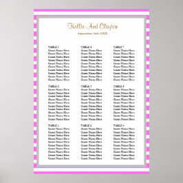 Póster 90 Estacionamiento Boda con bordes rosados/blancos