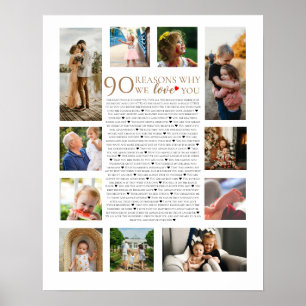 Póster 90 razones por las que te amamos collage de fotos