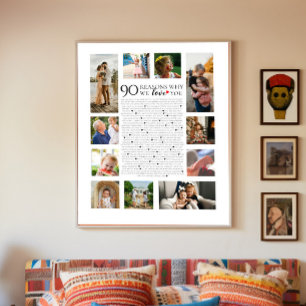 Póster 90 razones por las que te amamos collage de fotos