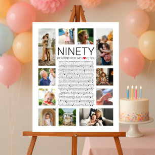 Póster 90 razones por las que te amamos collage de fotos