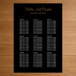 Póster 90 Sencilla tabla de asientos de Boda negro