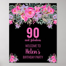 Póster 90 y fabulosa fiesta de cumpleaños negra