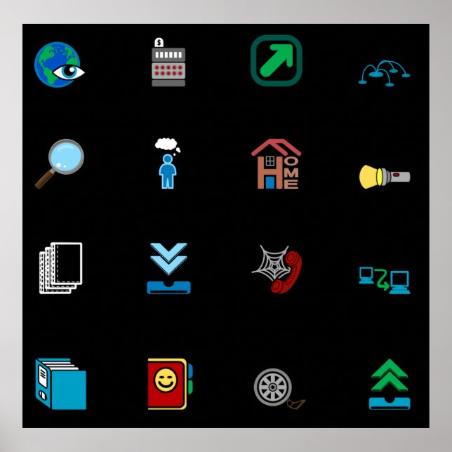 Póster 90s Retro Tech and Web Icon Pattern (Frente)