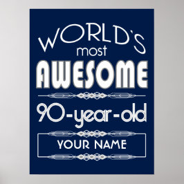 Póster 90th Birthday Worlds Best Fabulous Dark Blue