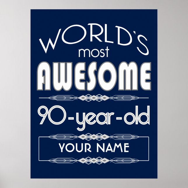 Póster 90th Birthday Worlds Best Fabulous Dark Blue (Frente)