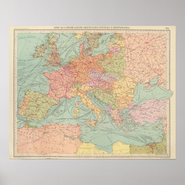 Póster 910 Líneas de comunicación, Europa Central (Frente)