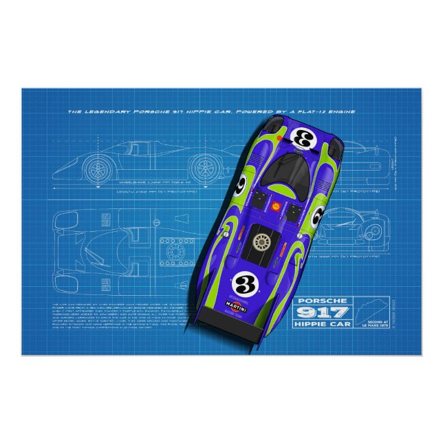Póster 917 Hippie Car Blueprint (Anverso)