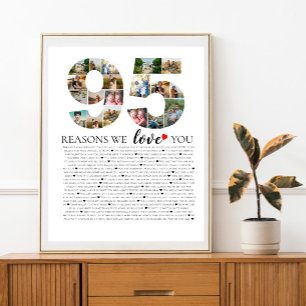 Póster 95 razones por las que te amamos collage de fotos 
