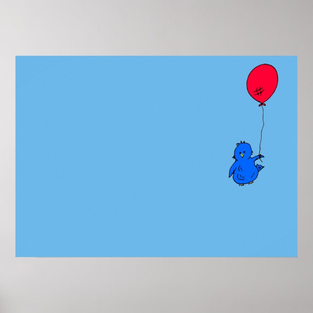 Póster 965 Pájaro azul de felicidad y globo rojo (Frente)