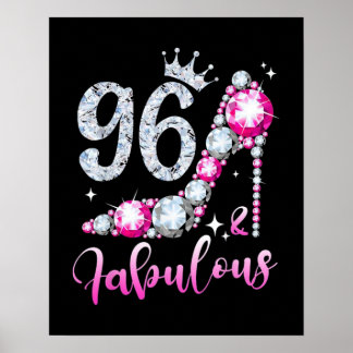 Póster 96.º cumpleaños High Heel Shoes Crown Diamond