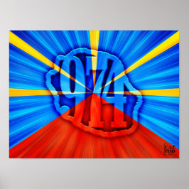 Póster 974 Ile de la Réunion - Drapeau réunionnais