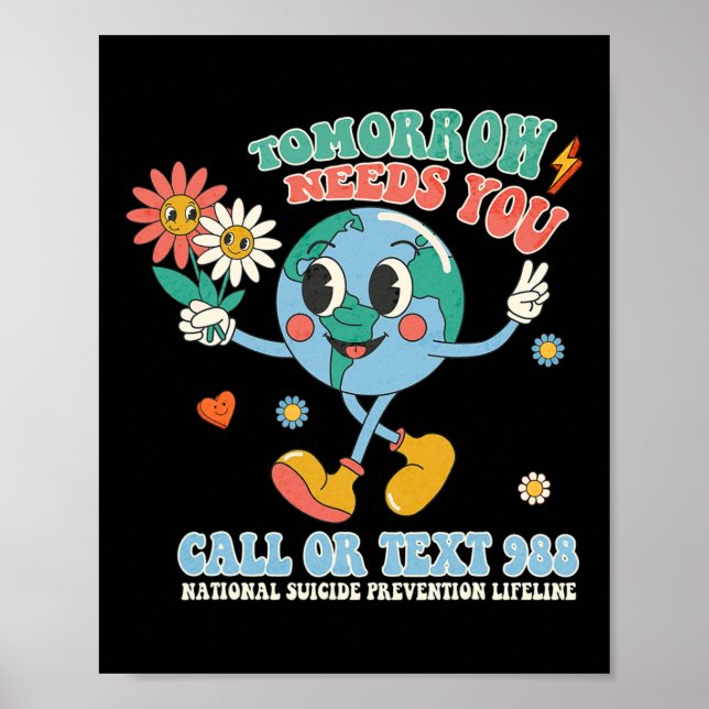 Póster 988 La prevención del suicidio permanece mañana te (Frente)