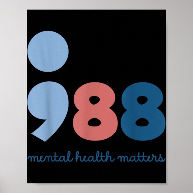 Póster 988 Mental Health S Suicide Prevention Awareness  (Frente)