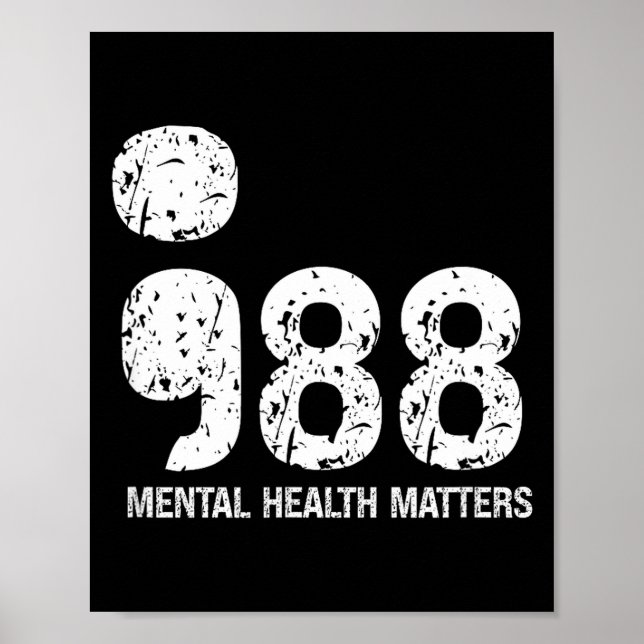 Póster 988 Mental Health S Suicide Prevention Awareness  (Frente)