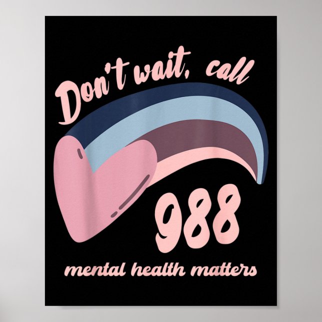 Póster 988 Mental Health S Suicide Prevention Awareness  (Frente)