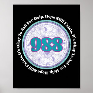 Póster 988 Prevención del suicidio Está bien pedir ayuda