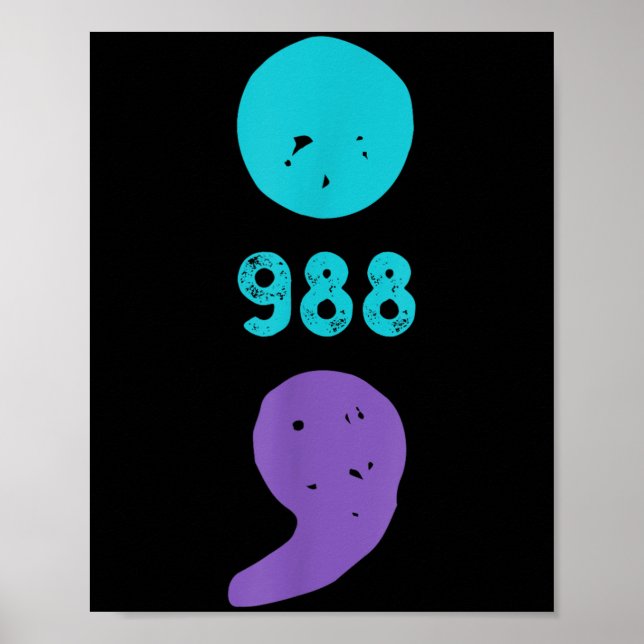 Póster 988 Semicolón Salud Mental S Prevención Del Suicid (Frente)