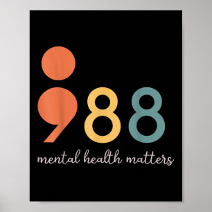 Póster 988 Semicolón Salud Mental S Prevención Del Suicid