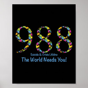 Póster 988 Suicidio Y Crisis Lifeline El Mundo Te Necesit